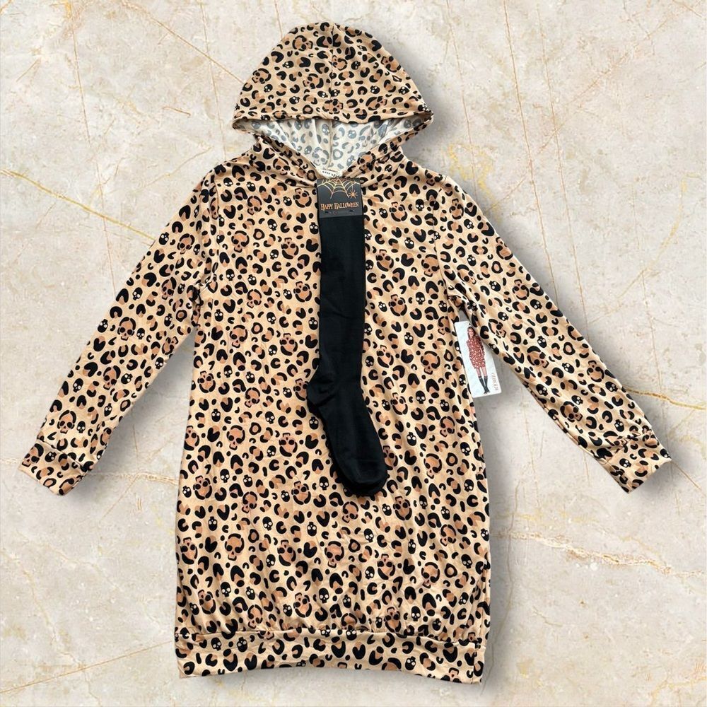 ShoSho Leopard Print Skull Hooded Onesie Halloween Loungewear Large